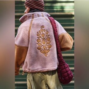FP movement mountain high logo 1/2 zip mauve twig
